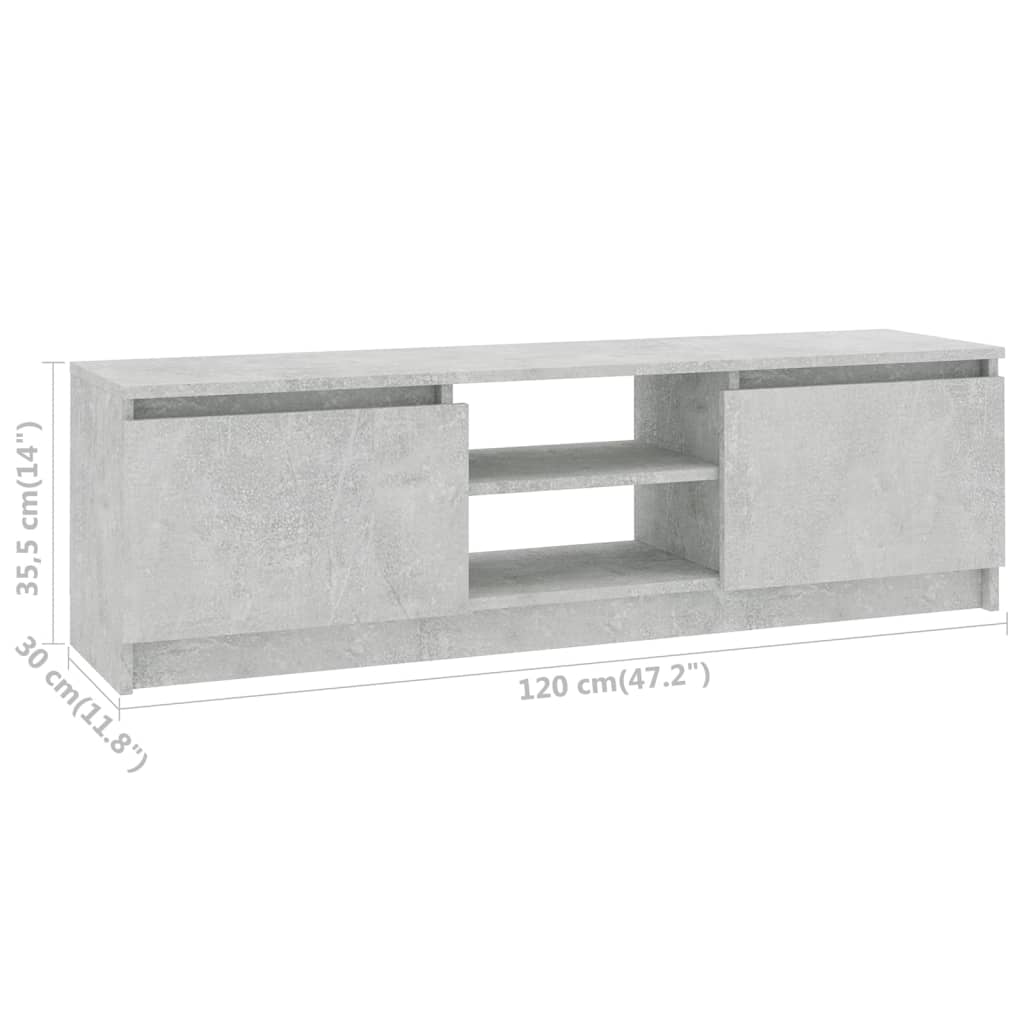 Comodă TV, gri beton, 120 x 30 x 35,5 cm, PAL GartenMobel Dekor