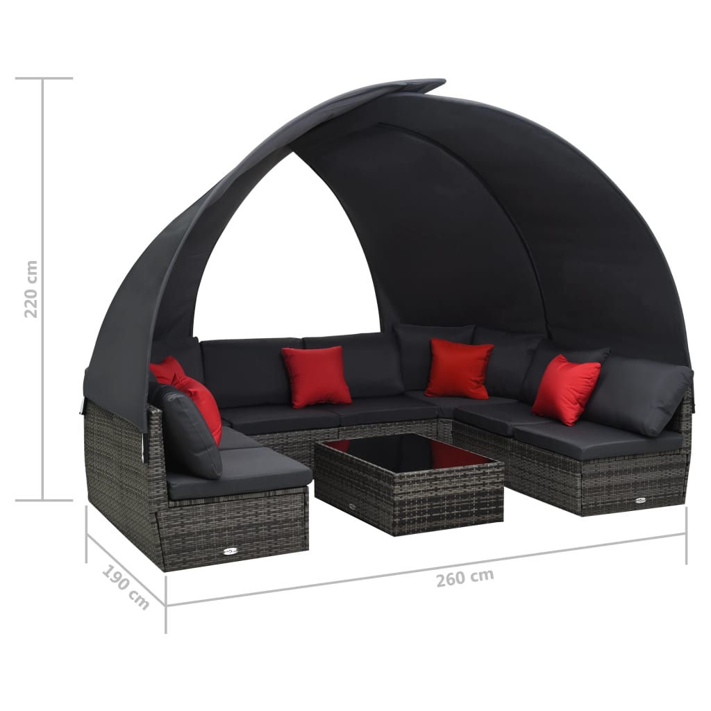 Set mobilier de grădină cu copertină 9 piese antracit poliratan GartenMobel Dekor
