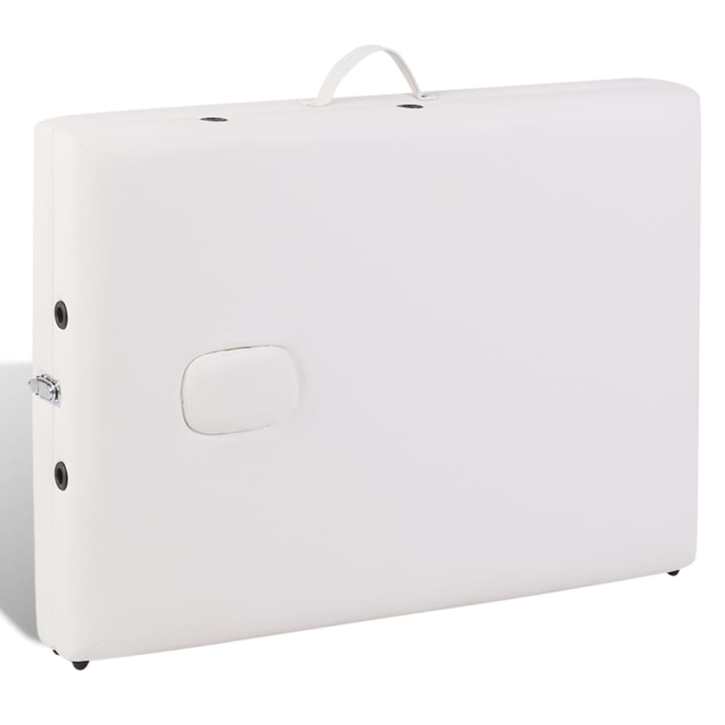 Masă de masaj pliabilă, 2 zone, crem, cadru din lemn GartenMobel Dekor