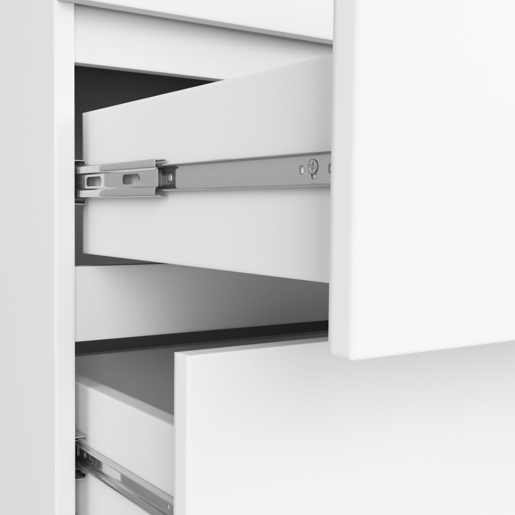 Dulap cu 2 usi si 2 sertare, cu oglinda, PAL laminat 16 mm, 90x51x180 cm, alb Household NewTrend