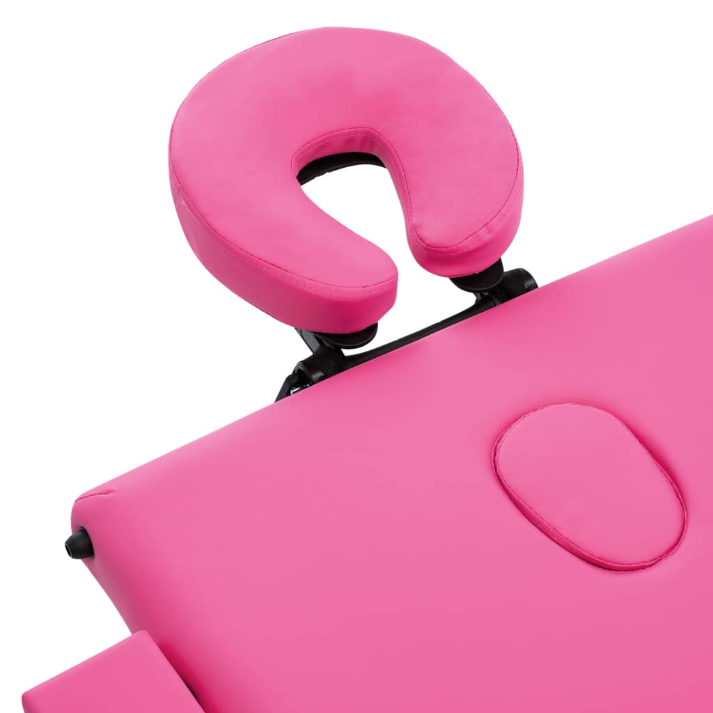 Masă de masaj pliabilă, 3 zone, roz, lemn GartenMobel Dekor