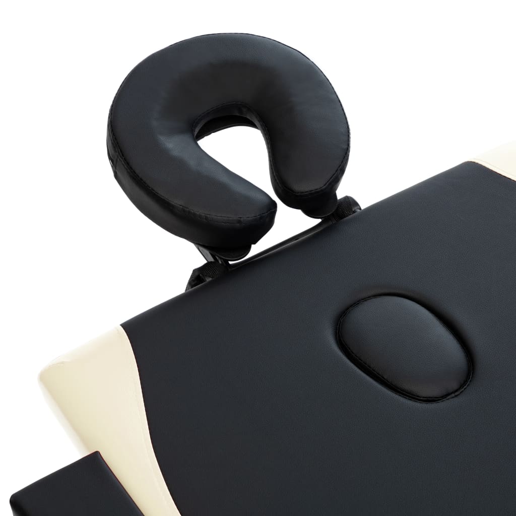 Masă pliabilă de masaj, 2 zone, negru și bej, lemn GartenMobel Dekor