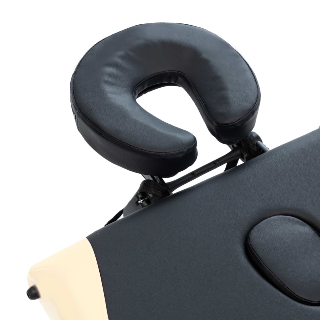 Masă pliabilă de masaj, 3 zone, negru și bej, aluminiu GartenMobel Dekor