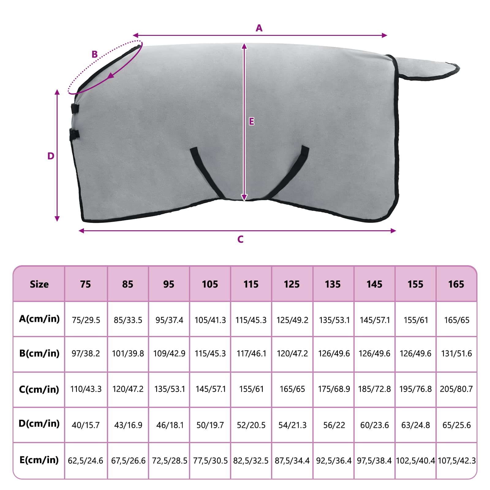 Pătură pentru cai Gri deschis și roz complet Poliester GartenMobel Dekor