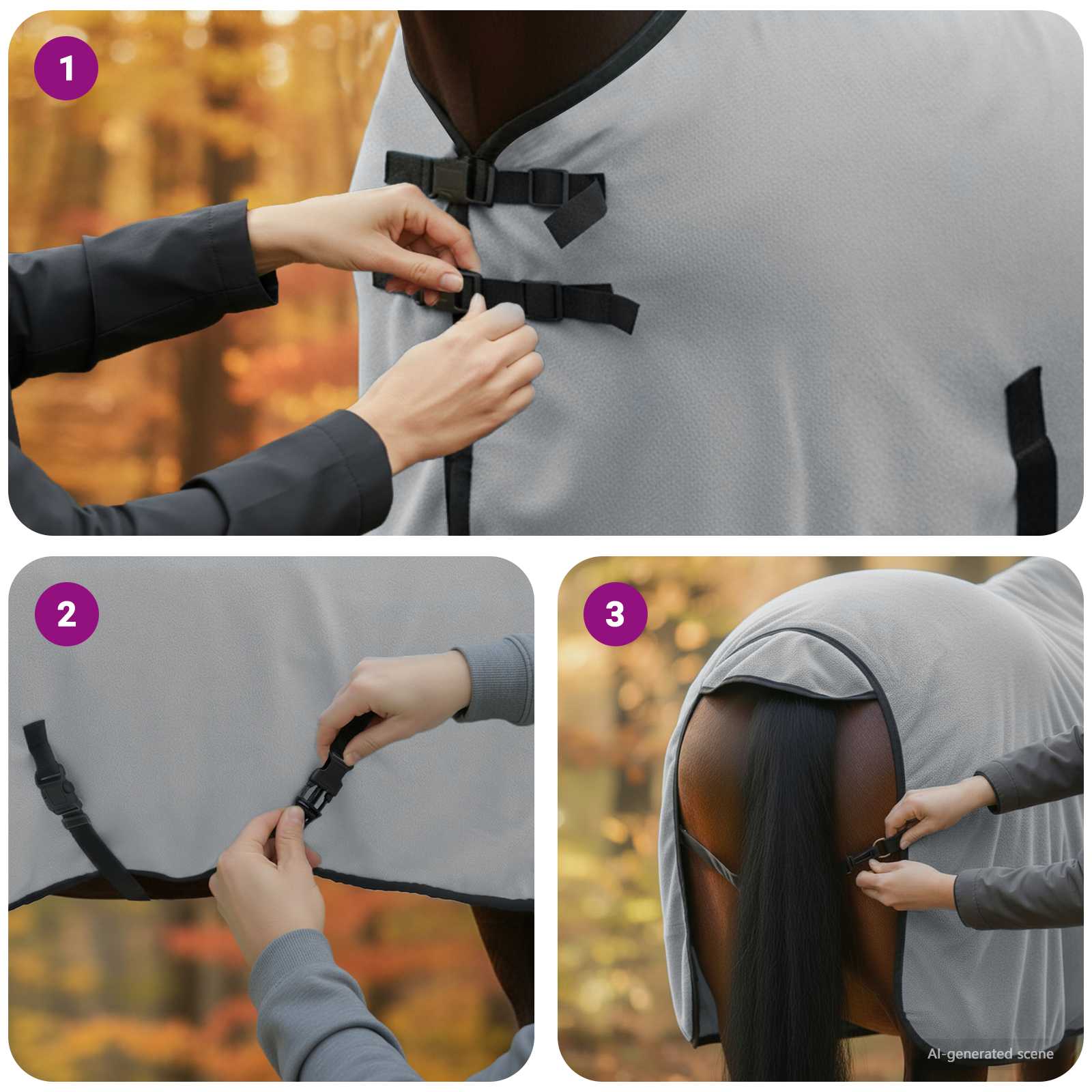 Pătură pentru cai Gri deschis și roz complet Poliester GartenMobel Dekor