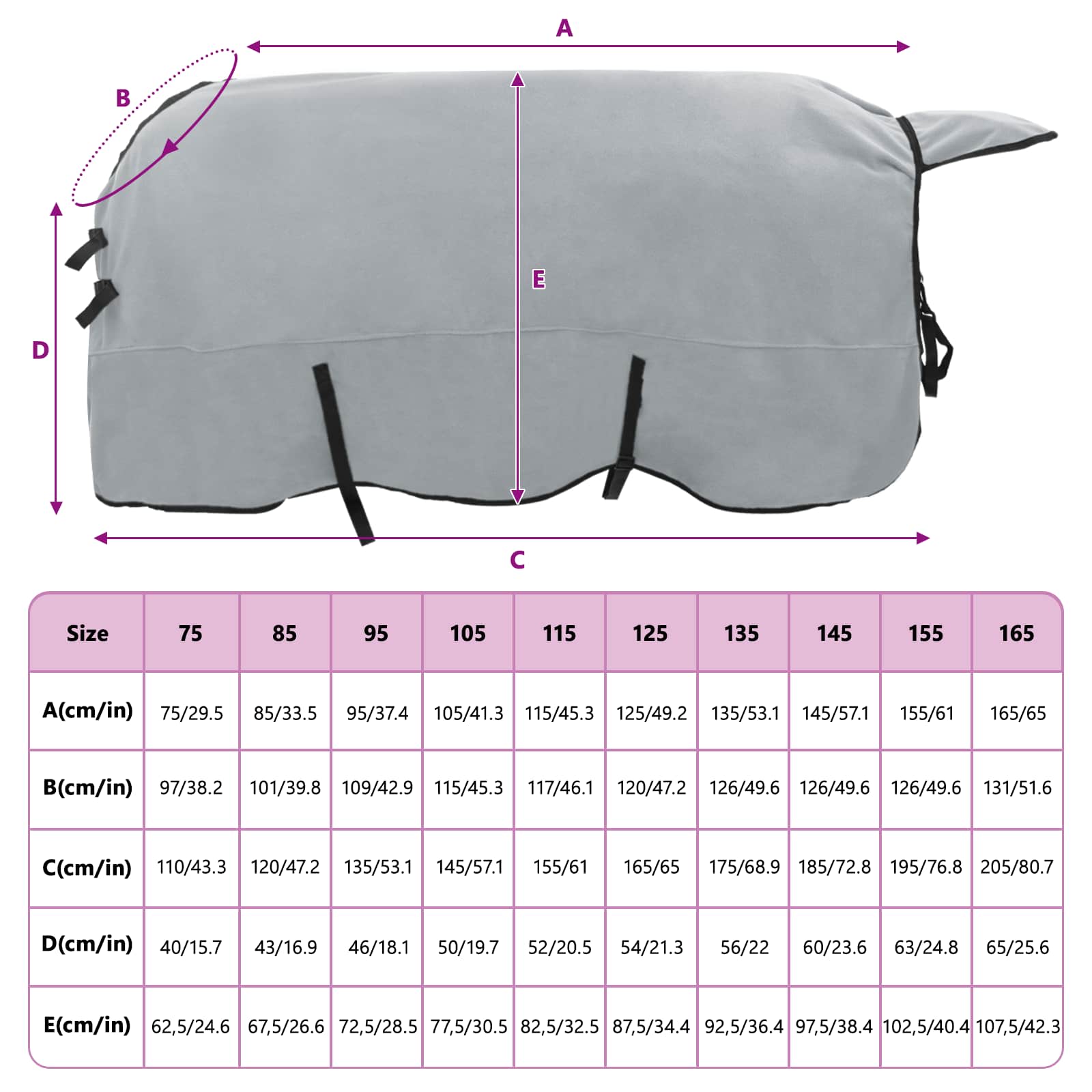 Pătură pentru cai Gri deschis și roz complet Poliester GartenMobel Dekor