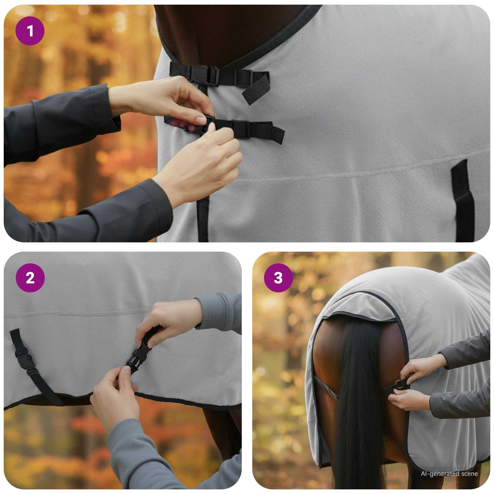 Pătură pentru cai Gri deschis și roz complet Poliester GartenMobel Dekor