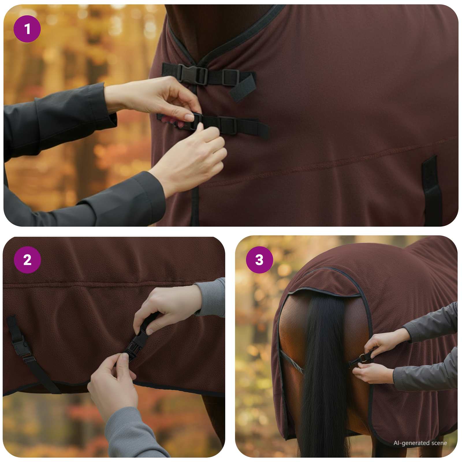 Pătură pentru cai Maro Întunecat Complet Poliester GartenMobel Dekor