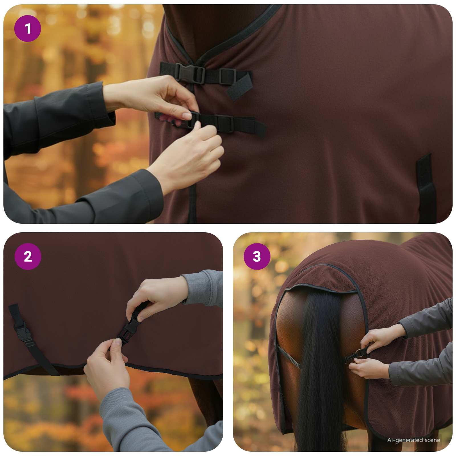 Pătură pentru cai Maro Întunecat Complet Poliester GartenMobel Dekor