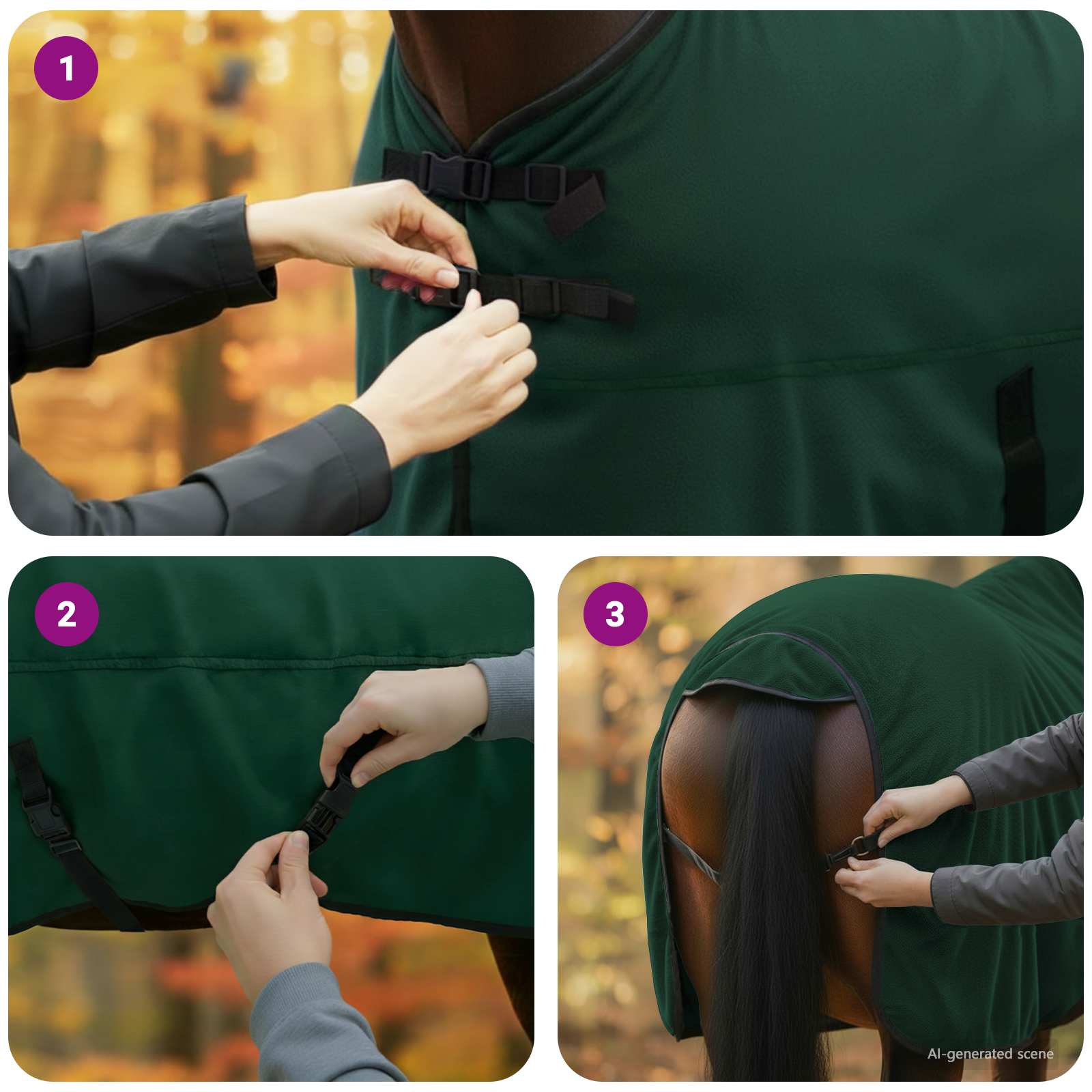 Pătură pentru cai Verde închis complet Poliester GartenMobel Dekor