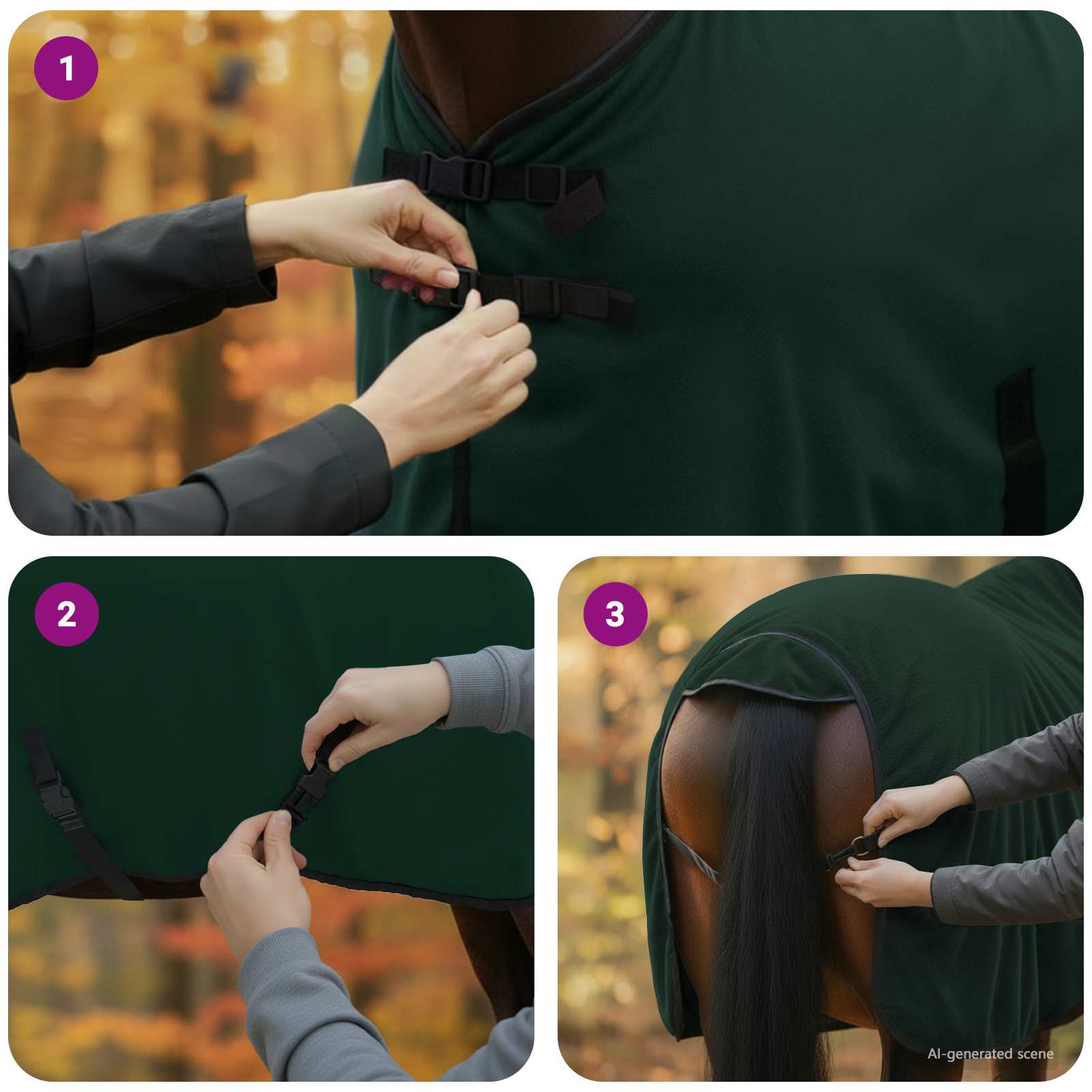 Pătură pentru cai Verde închis complet Poliester GartenMobel Dekor