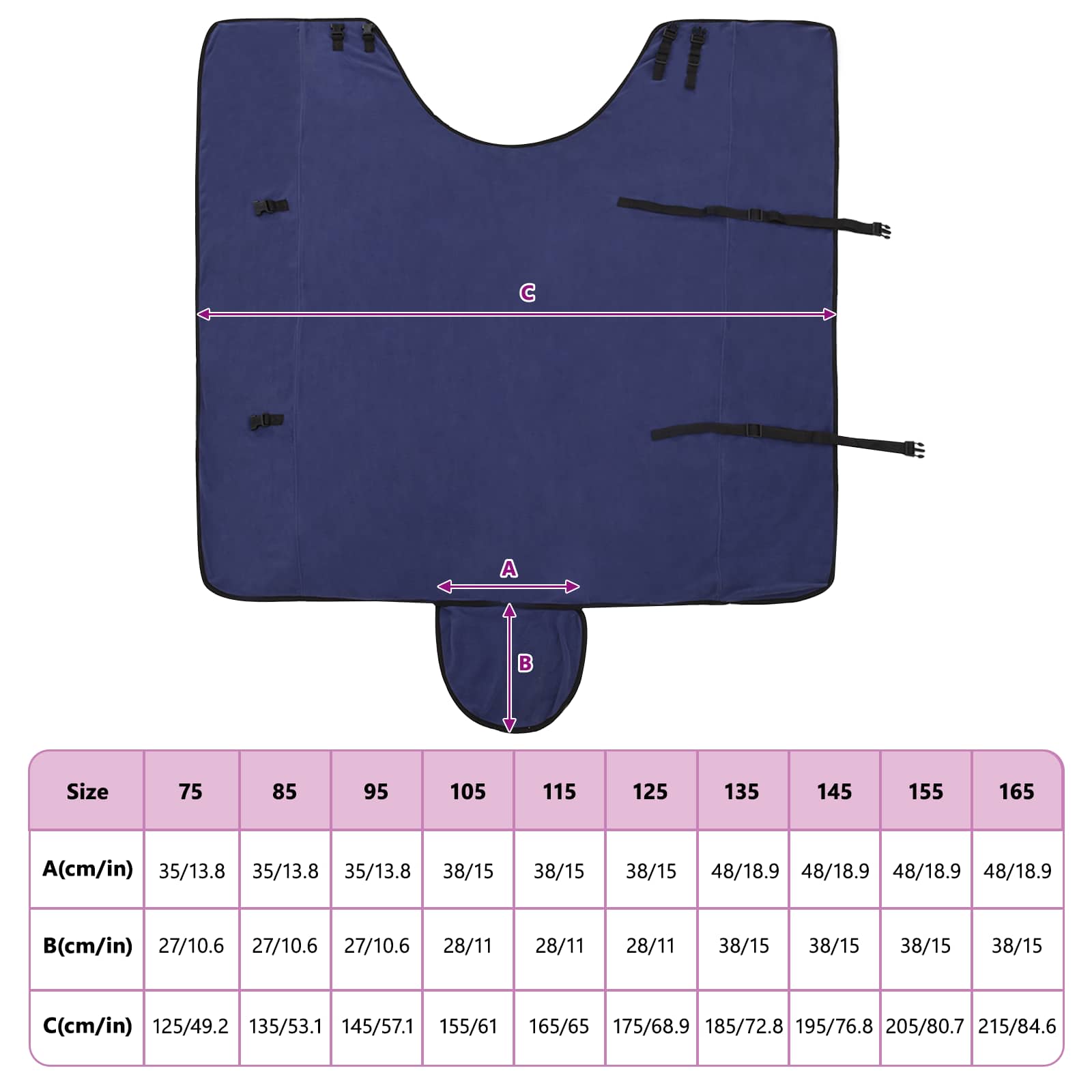 Pătură pentru cai Albastru marin 125 cm Poliester GartenMobel Dekor