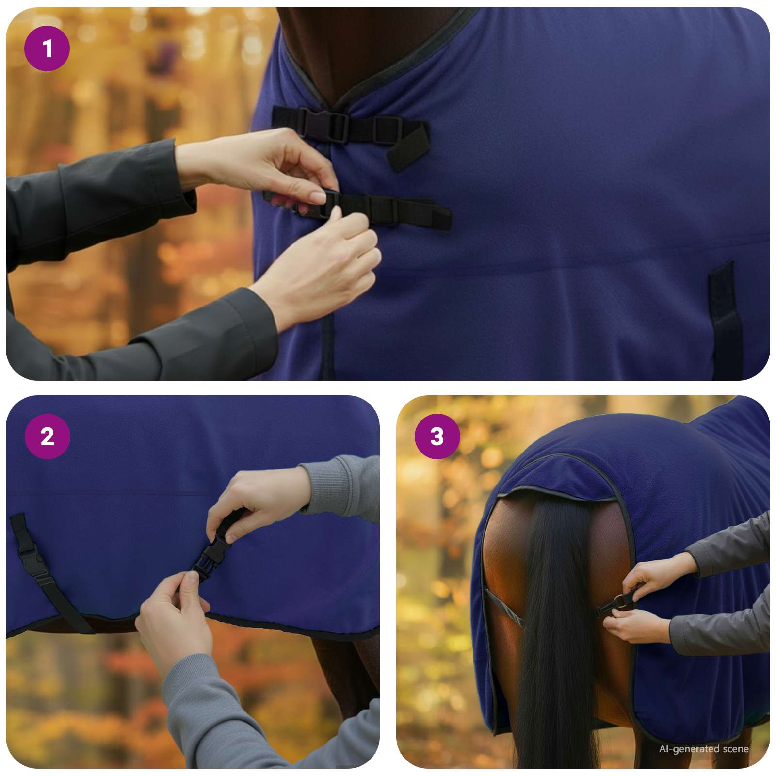 Pătură pentru cai Albastru marin 125 cm Poliester GartenMobel Dekor