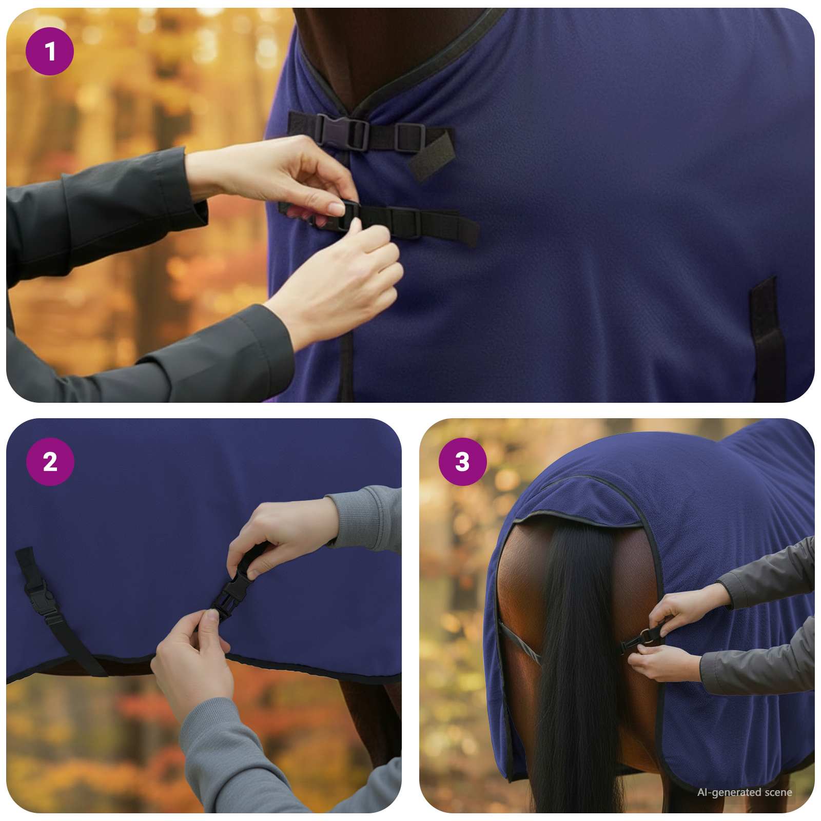 Pătură pentru cai Albastru marin Poliester GartenMobel Dekor