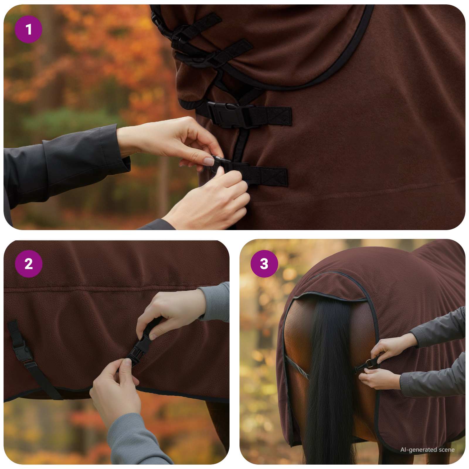 Pătură pentru cai Maro Întunecat Complet Poliester GartenMobel Dekor