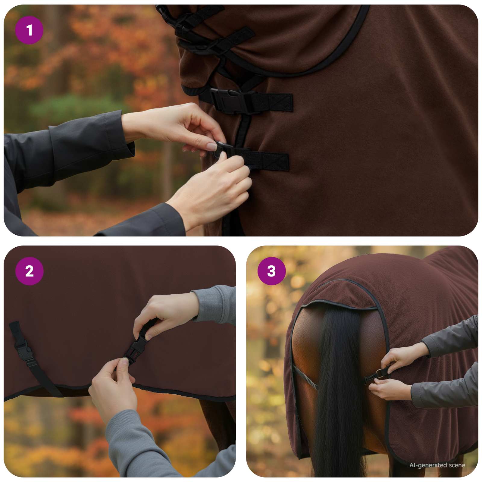 Pătură pentru cai Maro Întunecat Complet Poliester GartenMobel Dekor