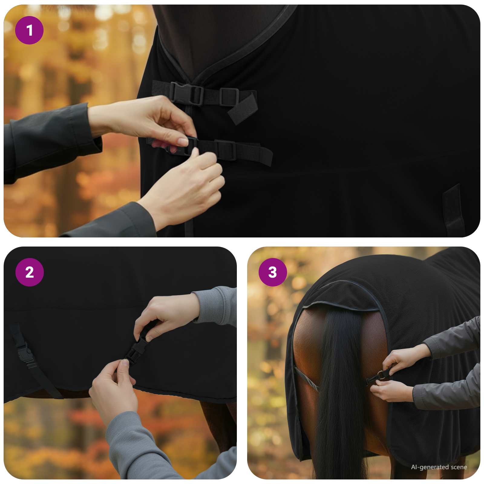 Pătură pentru cai Negru Poliester GartenMobel Dekor