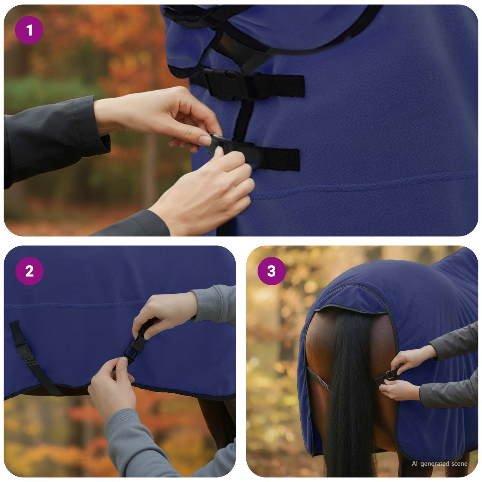 Pătură pentru cai Albastru marin Poliester GartenMobel Dekor