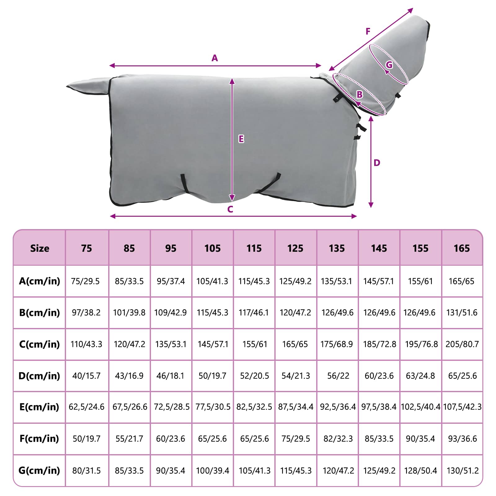 Pătură pentru cai Gri deschis și roz complet Poliester GartenMobel Dekor