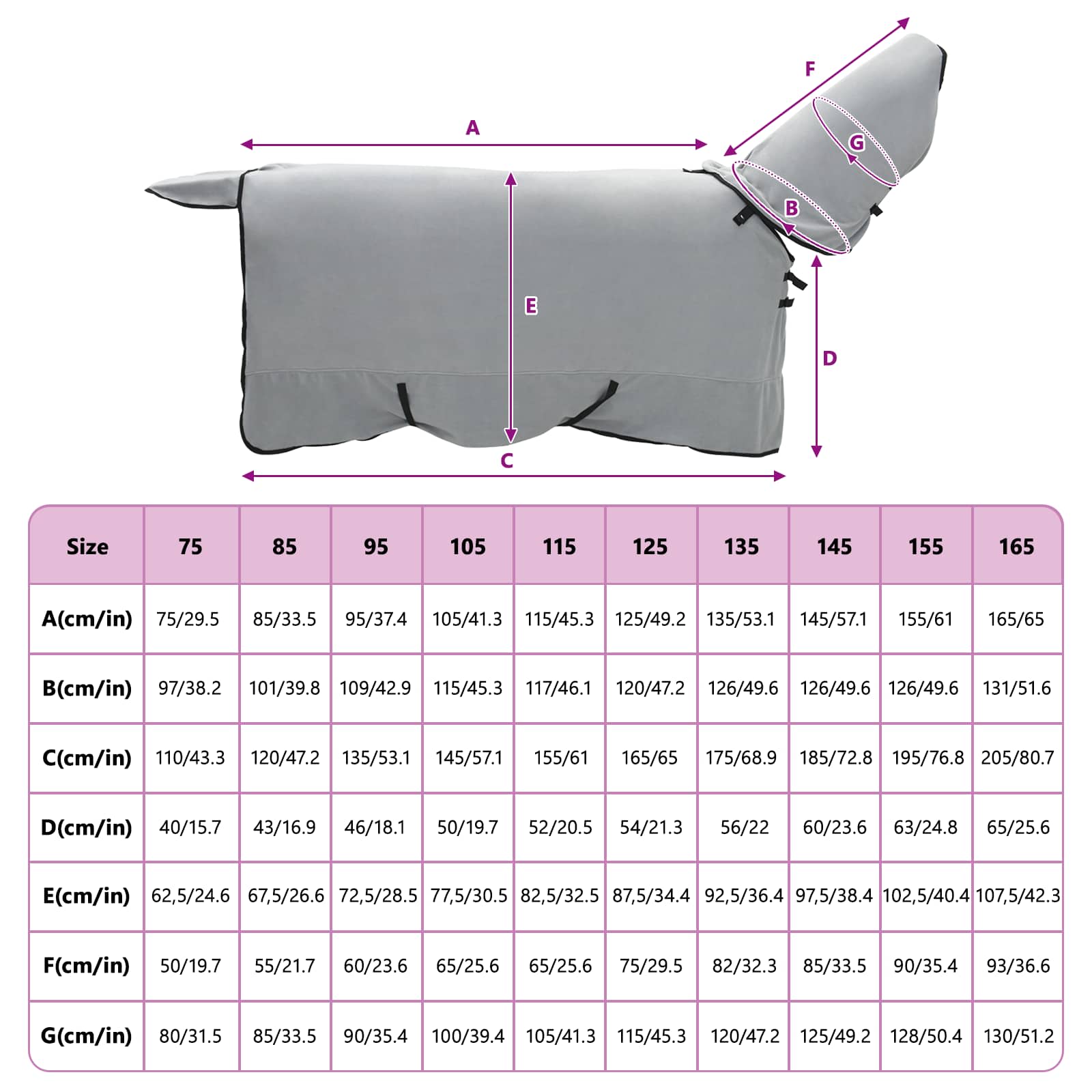 Pătură pentru cai Gri deschis și roz complet Poliester GartenMobel Dekor