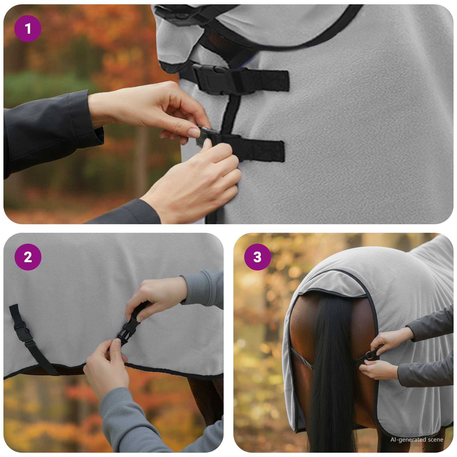 Pătură pentru cai Gri deschis și roz complet Poliester GartenMobel Dekor