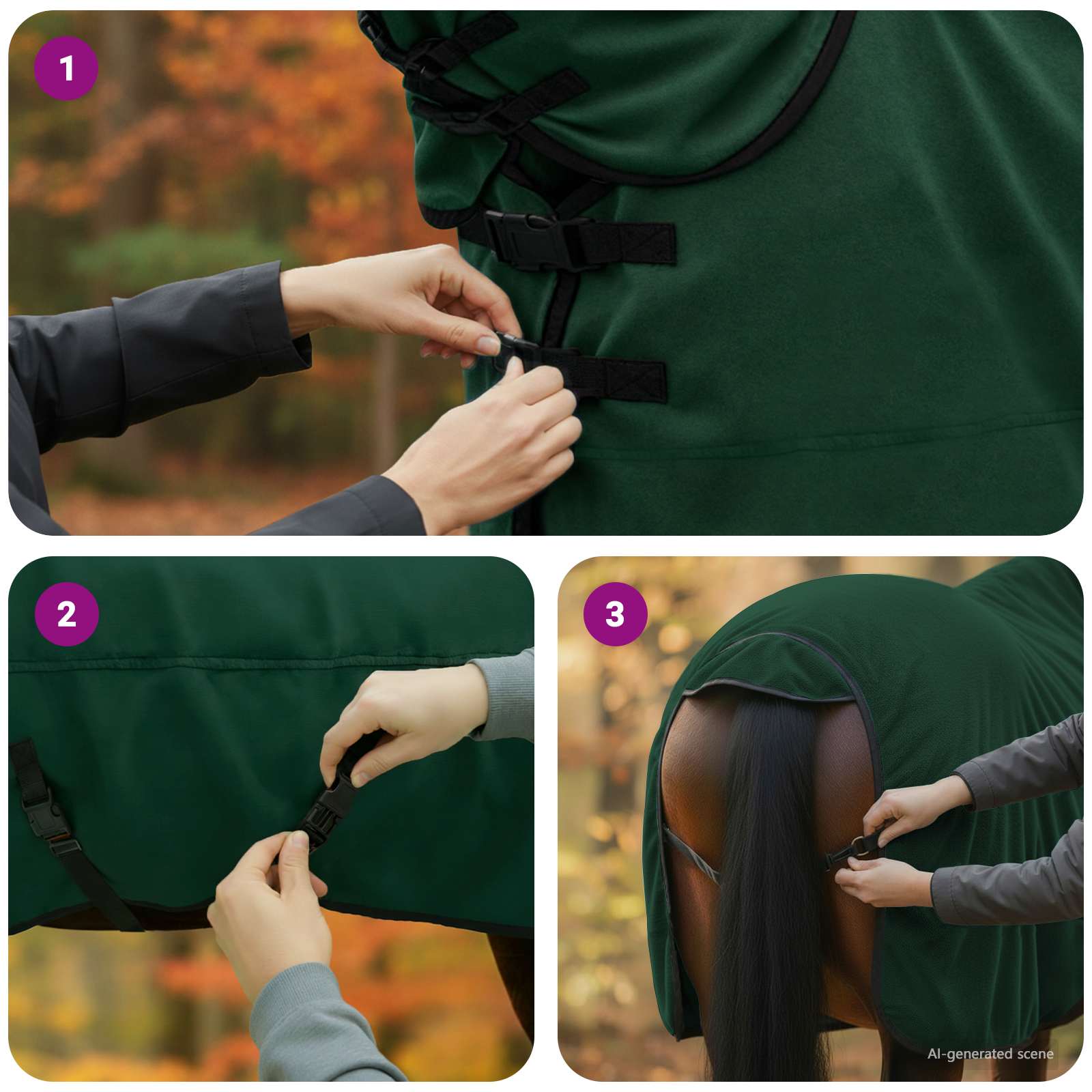 Pătură pentru cai Verde închis complet Poliester GartenMobel Dekor