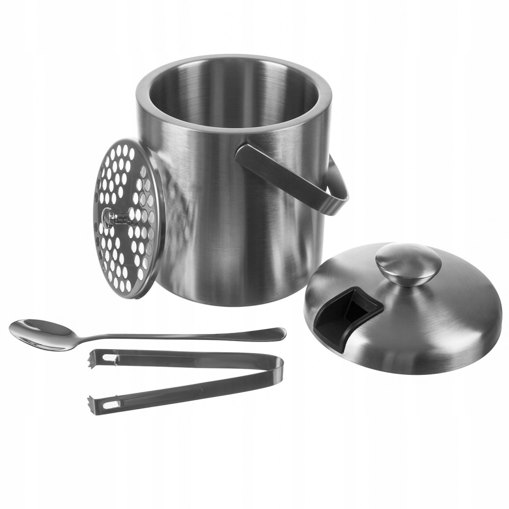 Set Frapiera pentru Gheata 1.3 L cu Capac, Cleste, Sita si Lingurita Barman