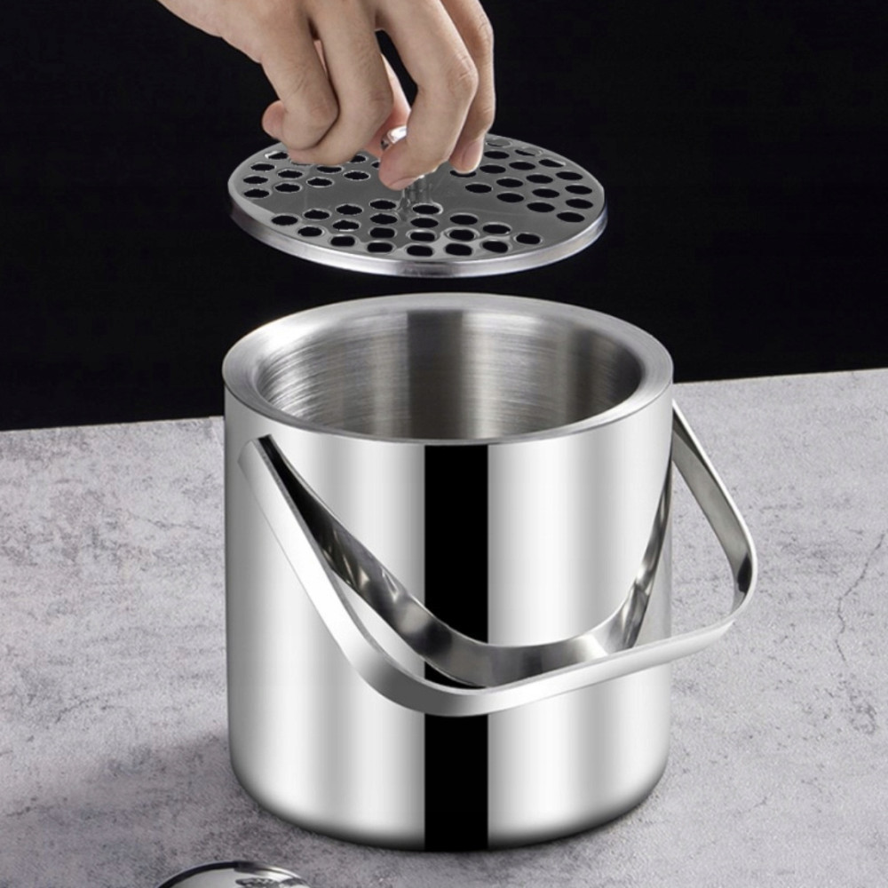 Set Frapiera pentru Gheata 1.3 L cu Capac, Cleste, Sita si Lingurita Barman