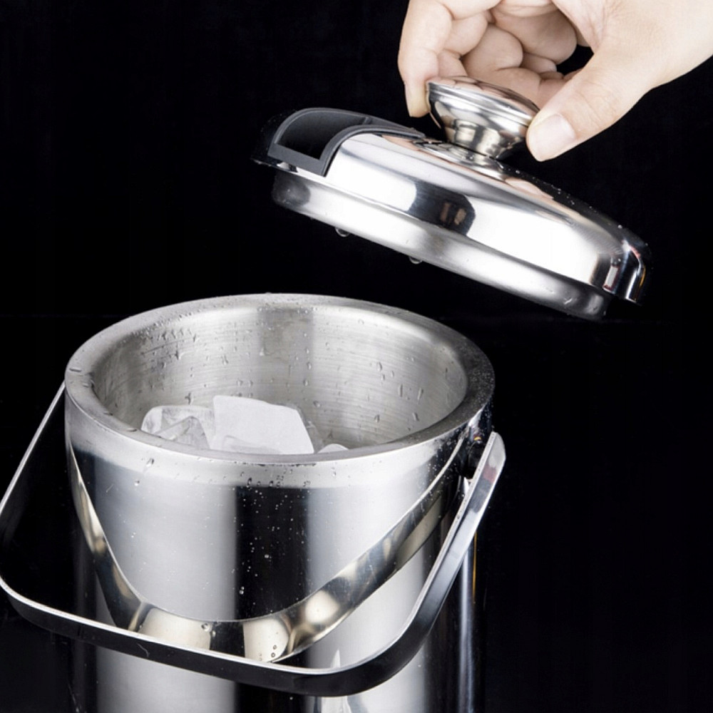 Set Frapiera pentru Gheata 1.3 L cu Capac, Cleste, Sita si Lingurita Barman