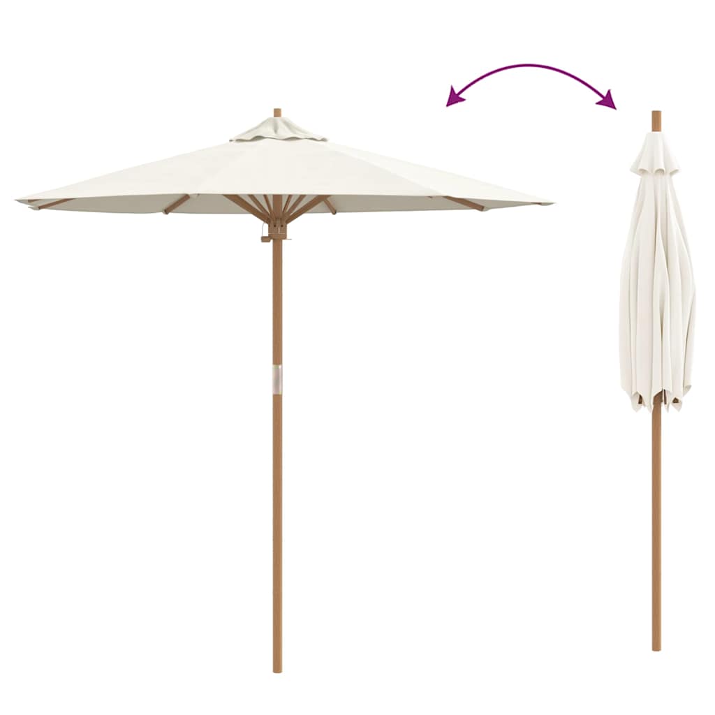 Parasol de Grădină Alb crem Ø 270 x 260 cm Bambus GartenMobel Dekor