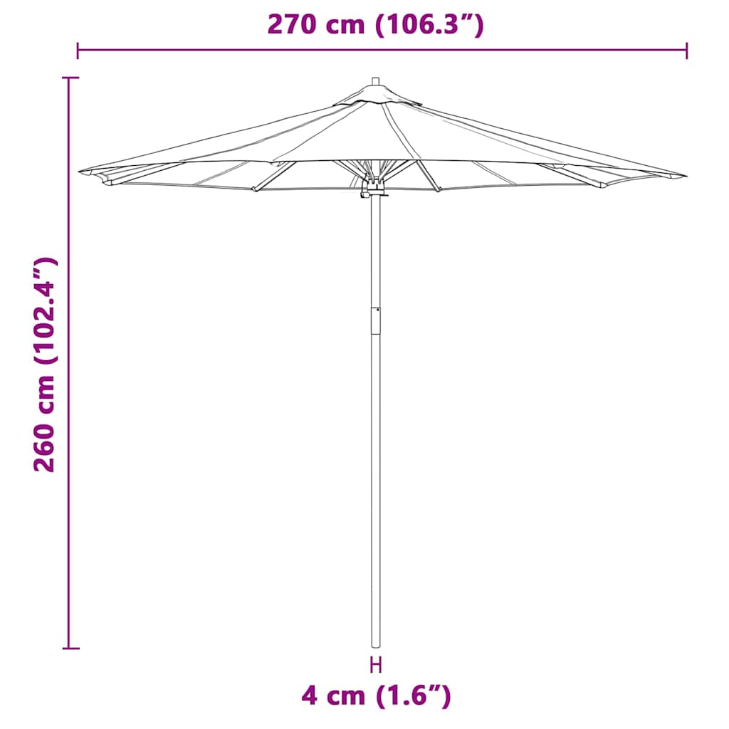 Parasol de Grădină Alb crem Ø 270 x 260 cm Bambus GartenMobel Dekor