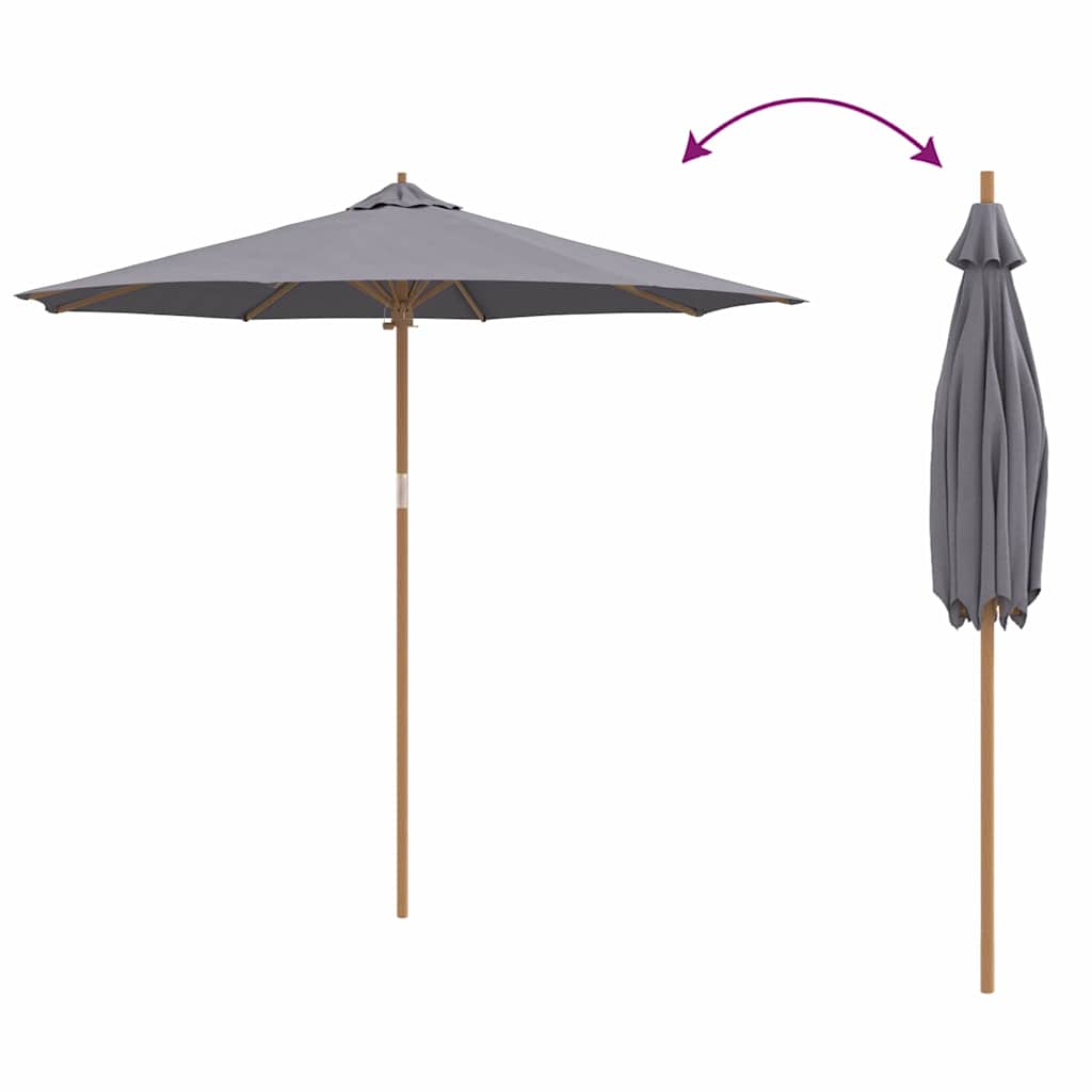 Parasol de Grădină Gri închis Ø 270 x 260 cm Bambus GartenMobel Dekor