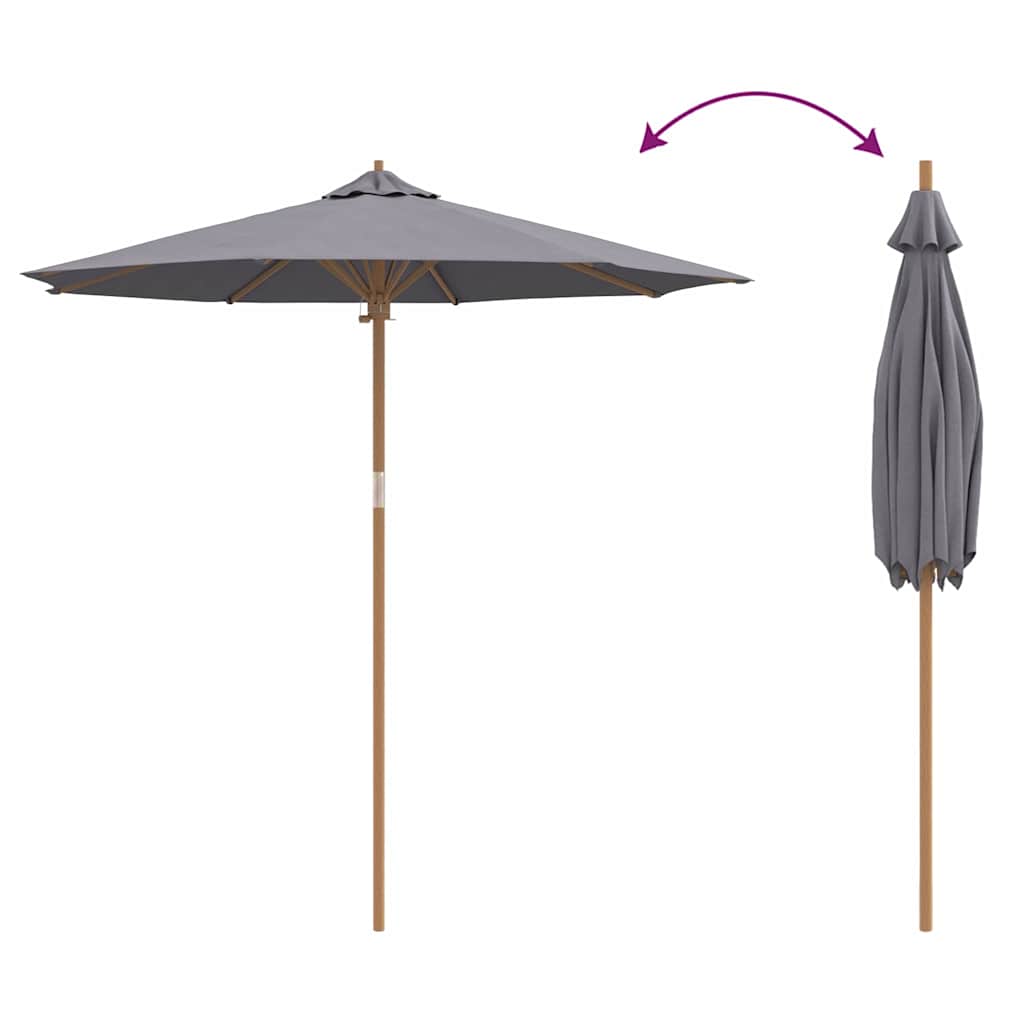 Parasol de Grădină Gri închis Ø 270 x 260 cm Bambus GartenMobel Dekor