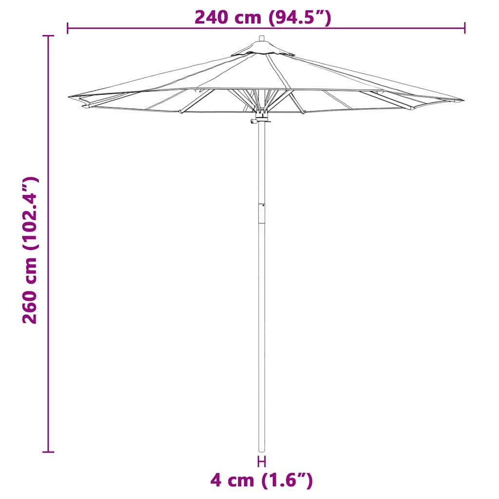 Parasol de Grădină Gri închis Ø 270 x 260 cm Bambus GartenMobel Dekor