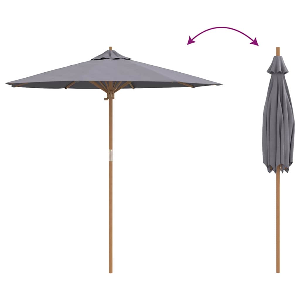 Parasol de Grădină Gri închis Ø 270 x 260 cm Bambus GartenMobel Dekor