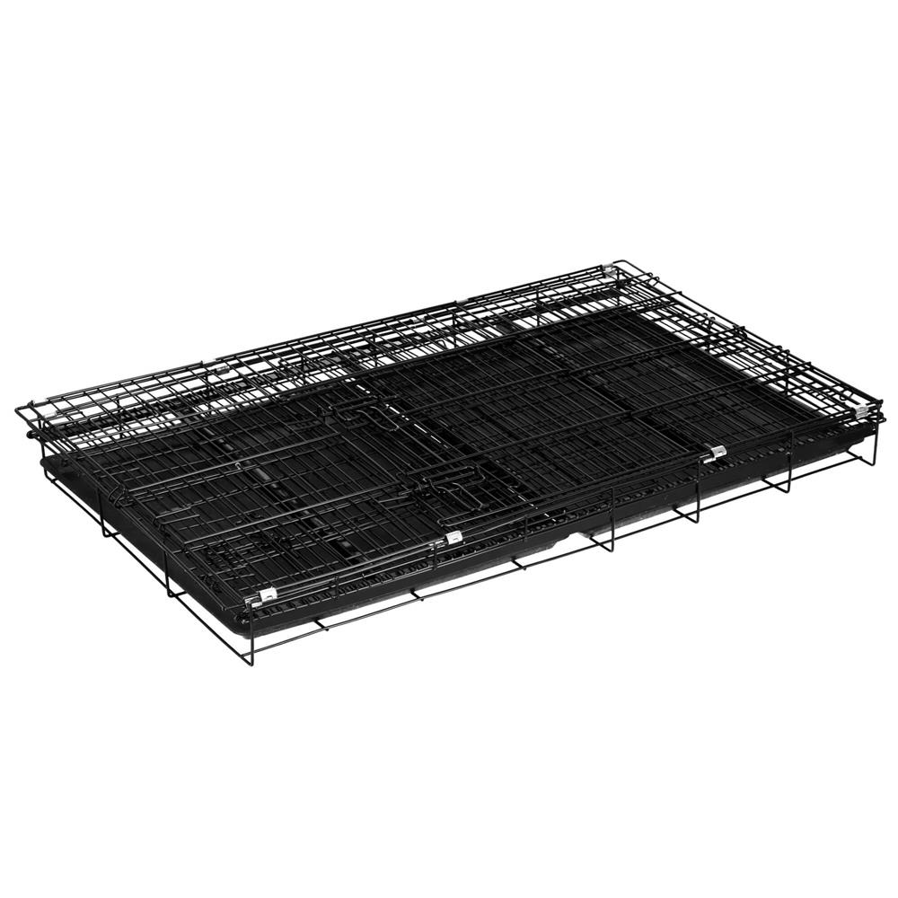 Cusca pentru animale, 2 usi, Pliabila din metal, XL, Negru, 100x70x60 cm Household NewTrend