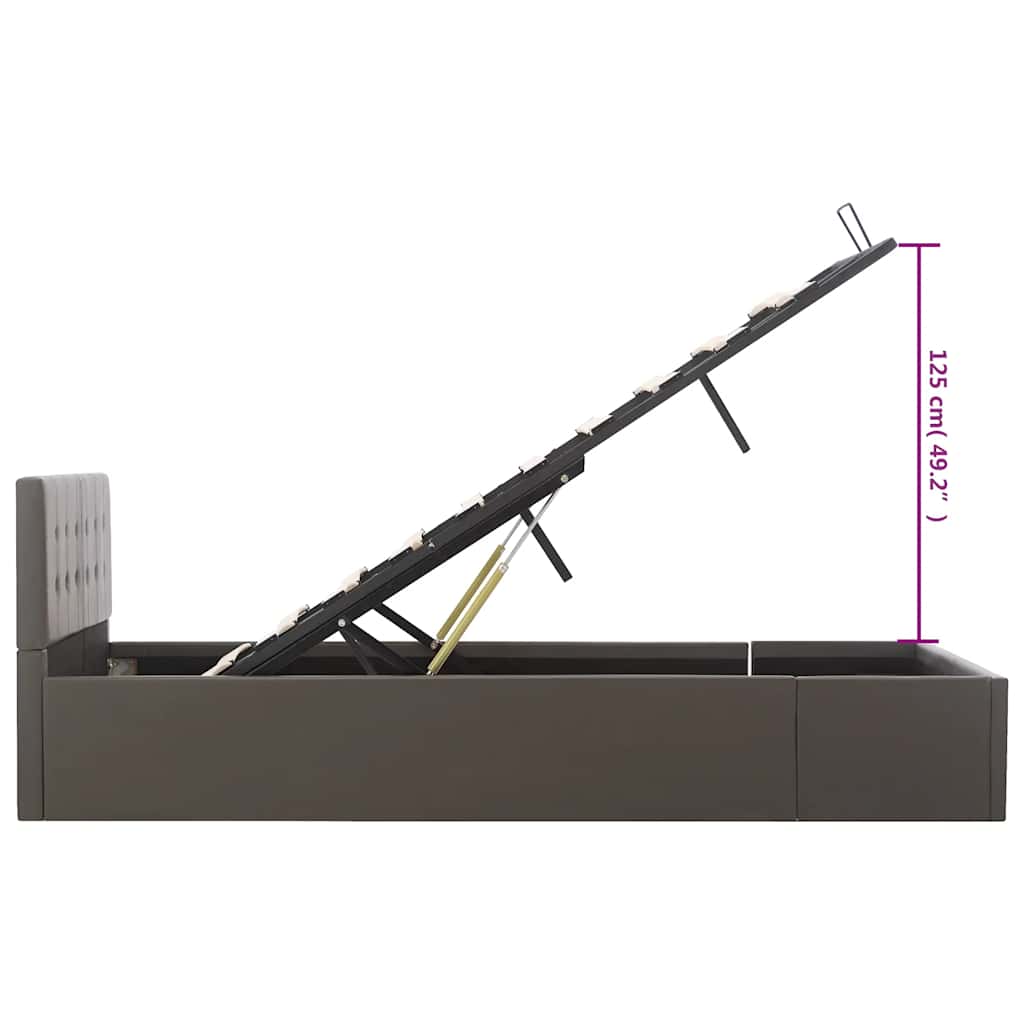 Cadru pat hidraulic cu ladă gri 120x200 cm, piele ecologică GartenMobel Dekor