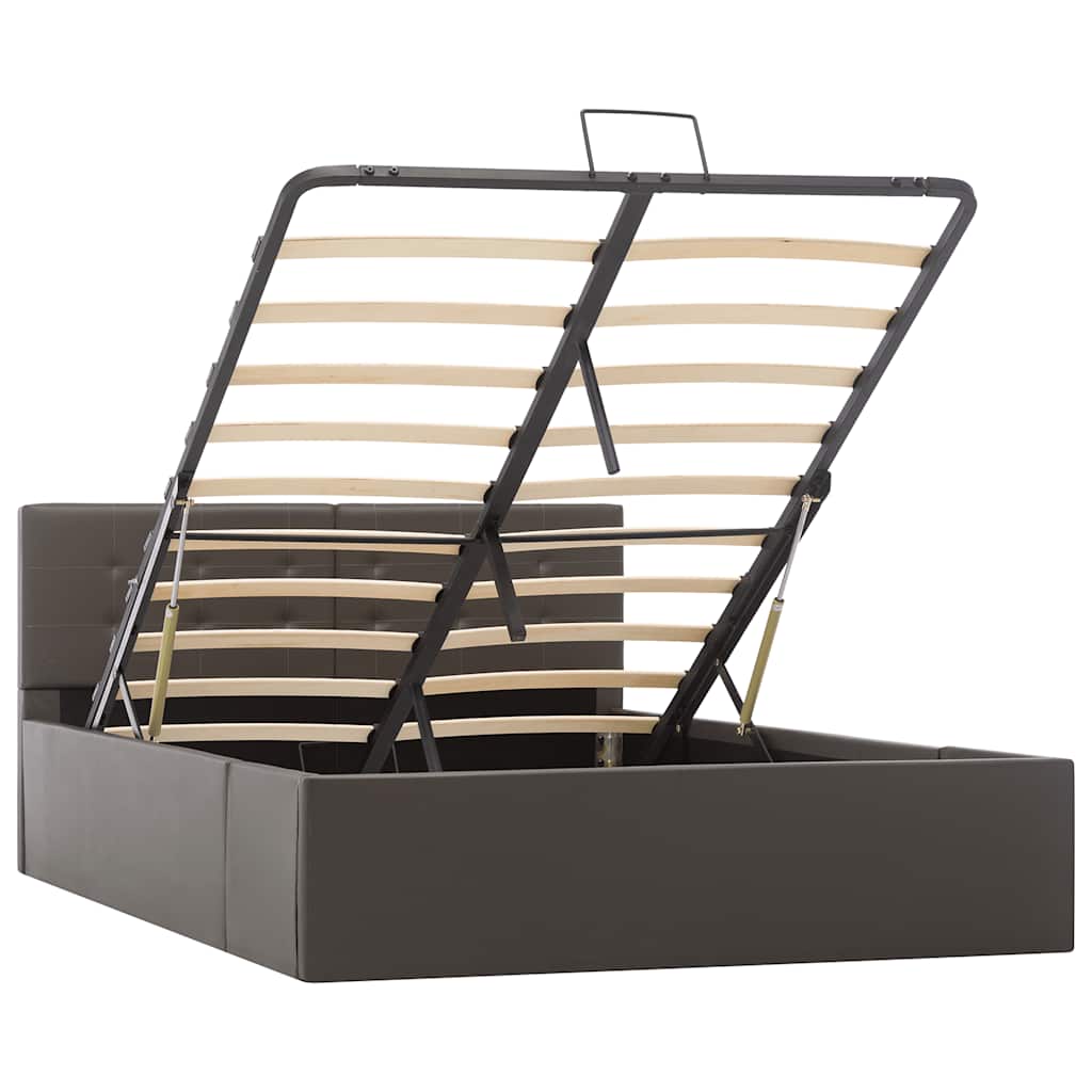 Cadru pat hidraulic cu ladă gri 120x200 cm, piele ecologică GartenMobel Dekor