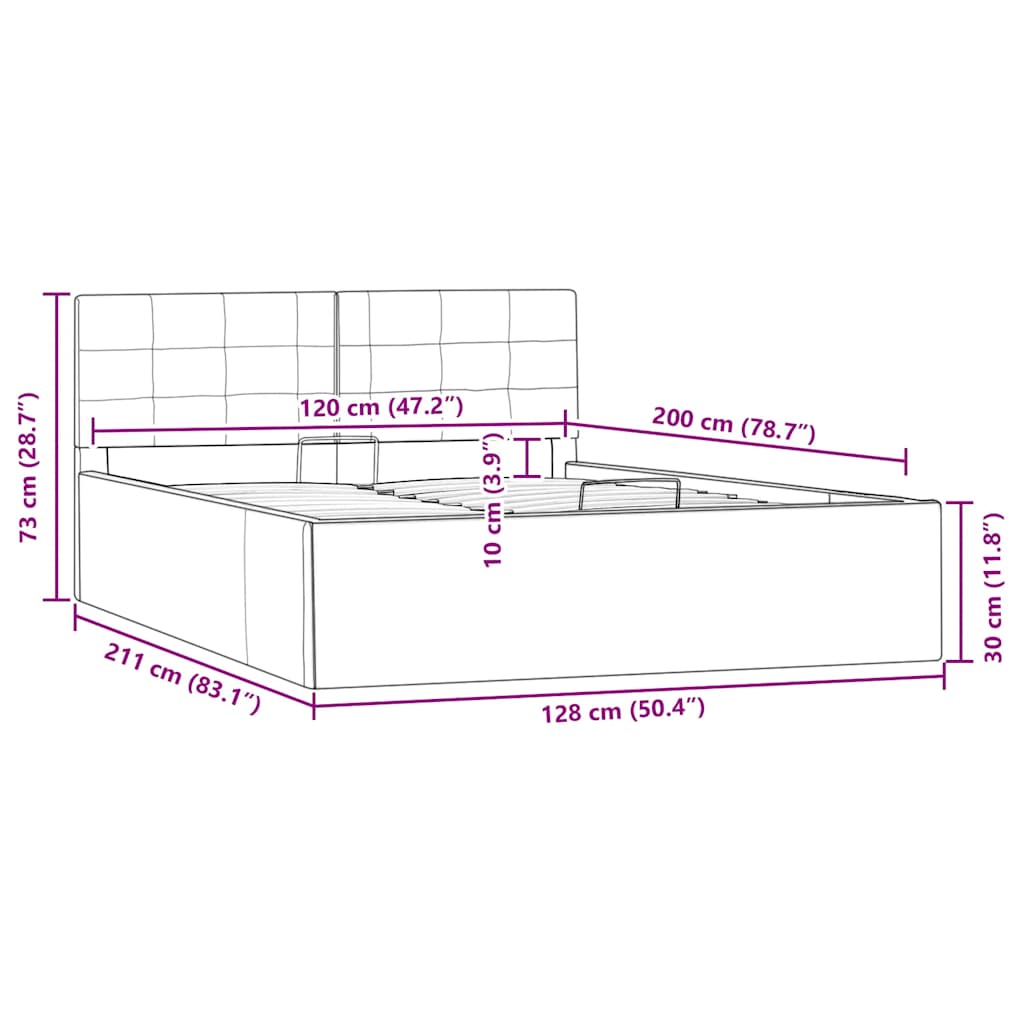 Cadru pat hidraulic cu ladă gri 120x200 cm, piele ecologică GartenMobel Dekor