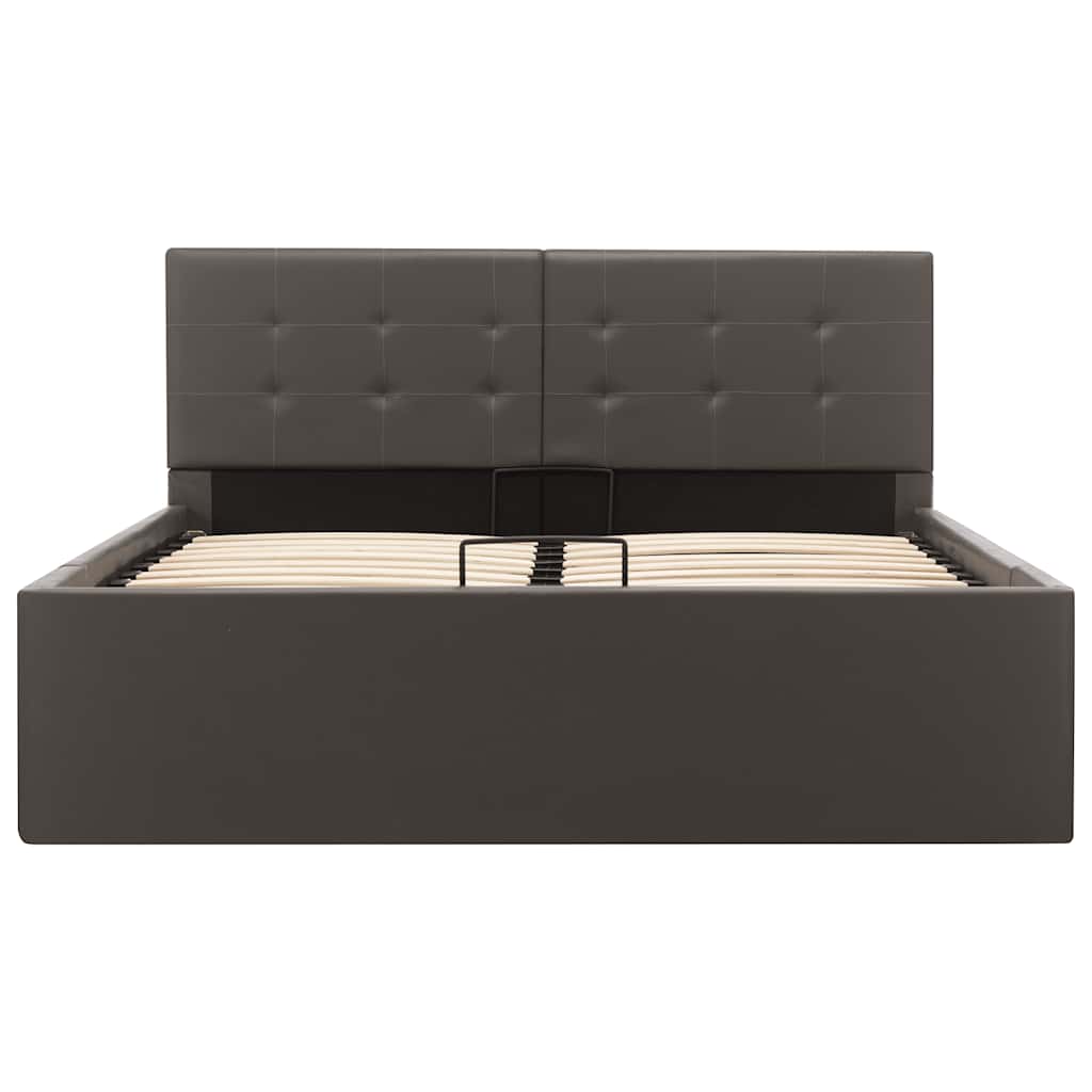 Cadru pat hidraulic cu ladă gri 120x200 cm, piele ecologică GartenMobel Dekor