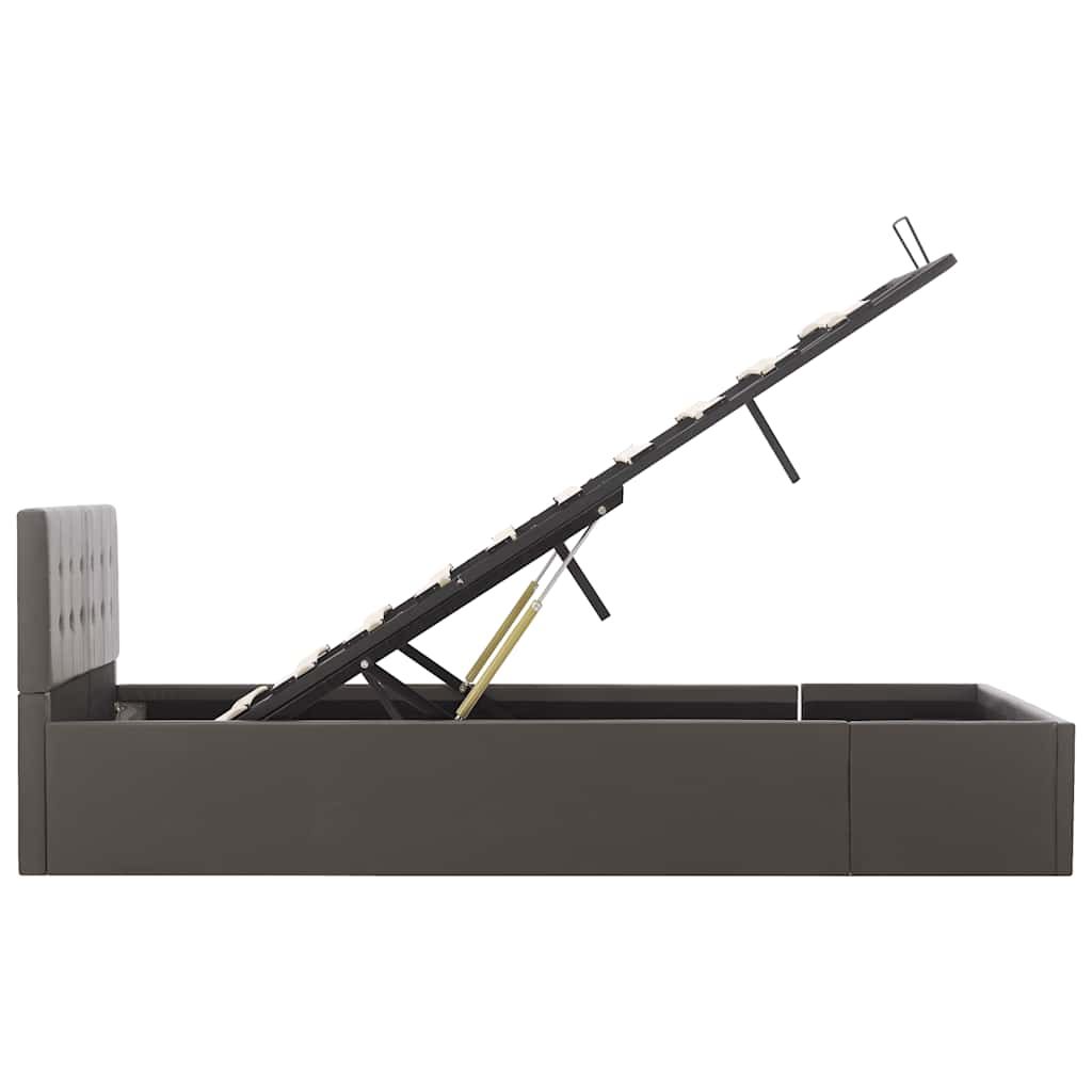 Cadru pat hidraulic cu ladă gri 120x200 cm, piele ecologică GartenMobel Dekor