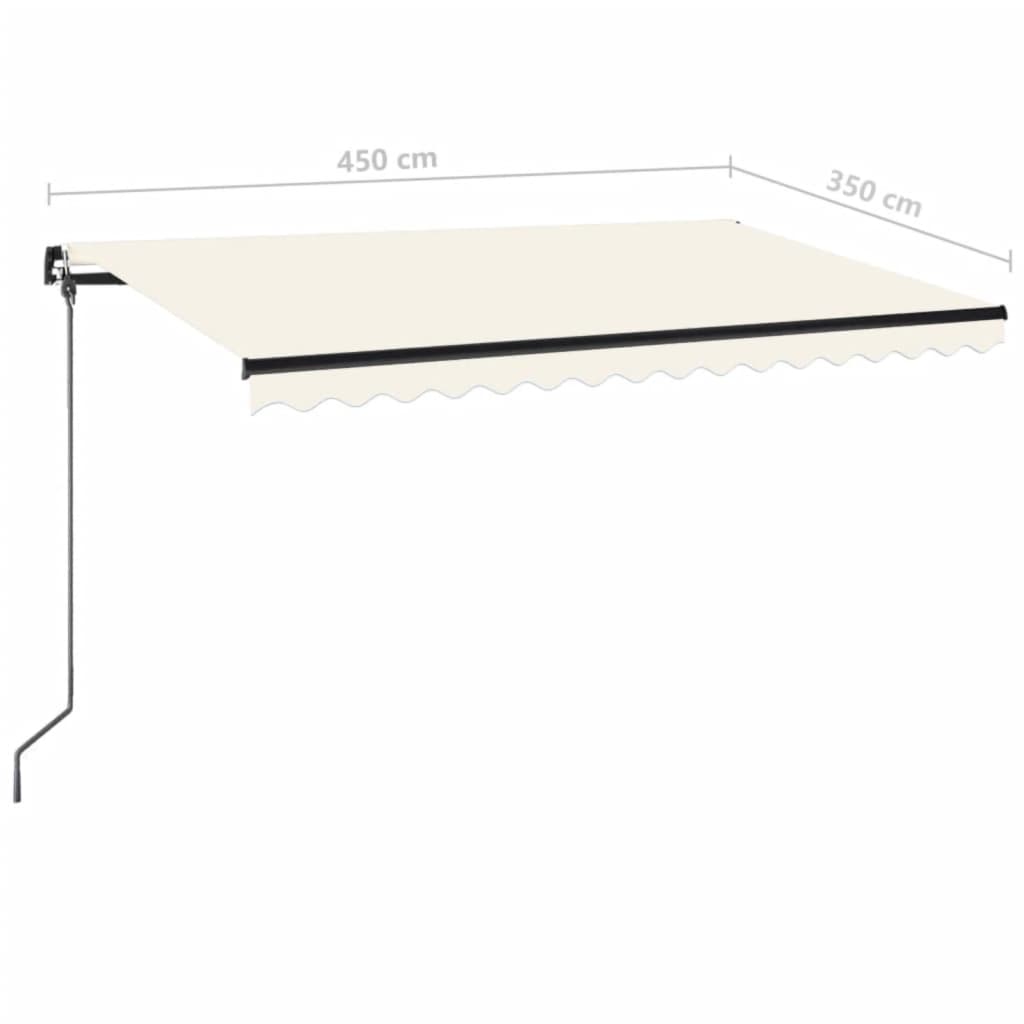 Copertină retractabilă manual cu LED, crem, 450x350 cm GartenMobel Dekor