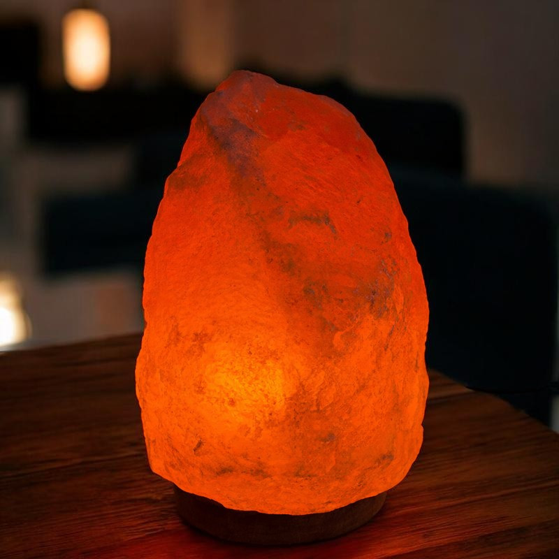 Lampa de sare decorativa, 5-6 kg, baza din lemn MultiMark GlobalProd