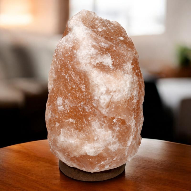 Lampa de sare decorativa, 5-6 kg, baza din lemn MultiMark GlobalProd