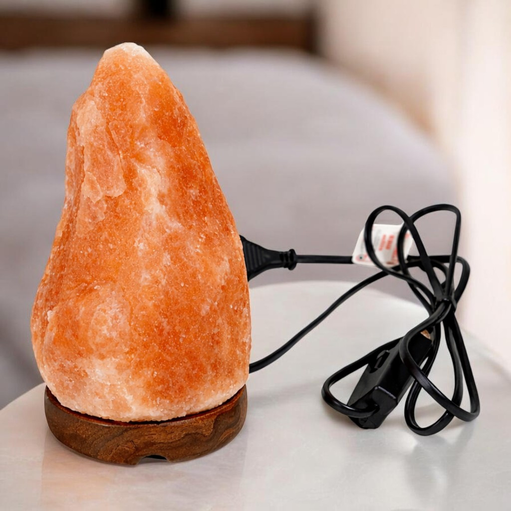 Lampa de sare himalaya, 1-2 kg, suport din lemn MultiMark GlobalProd