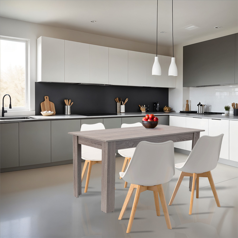 Leziter Set de masă Zara 4 1 alb-stejar York Mobalis Homvera