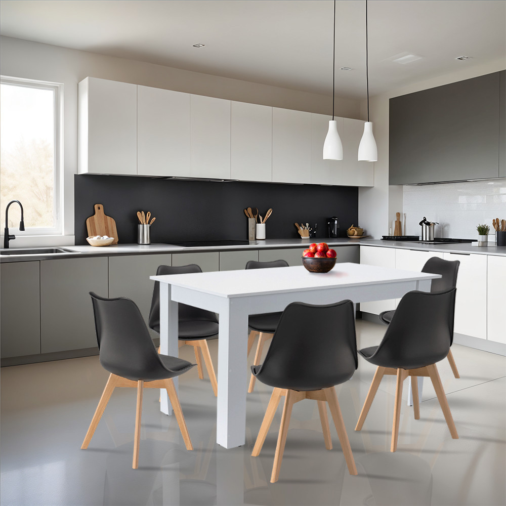 Leziter Set de masă Zara 6 1 alb-negru Mobalis Homvera