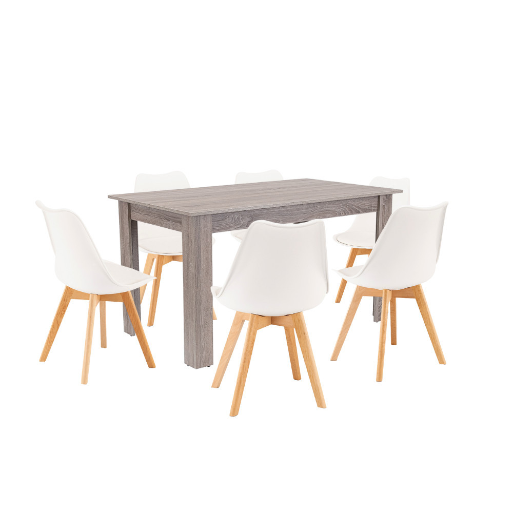 Leziter Set de masă Zara 6 1 alb-stejar York Mobalis Homvera