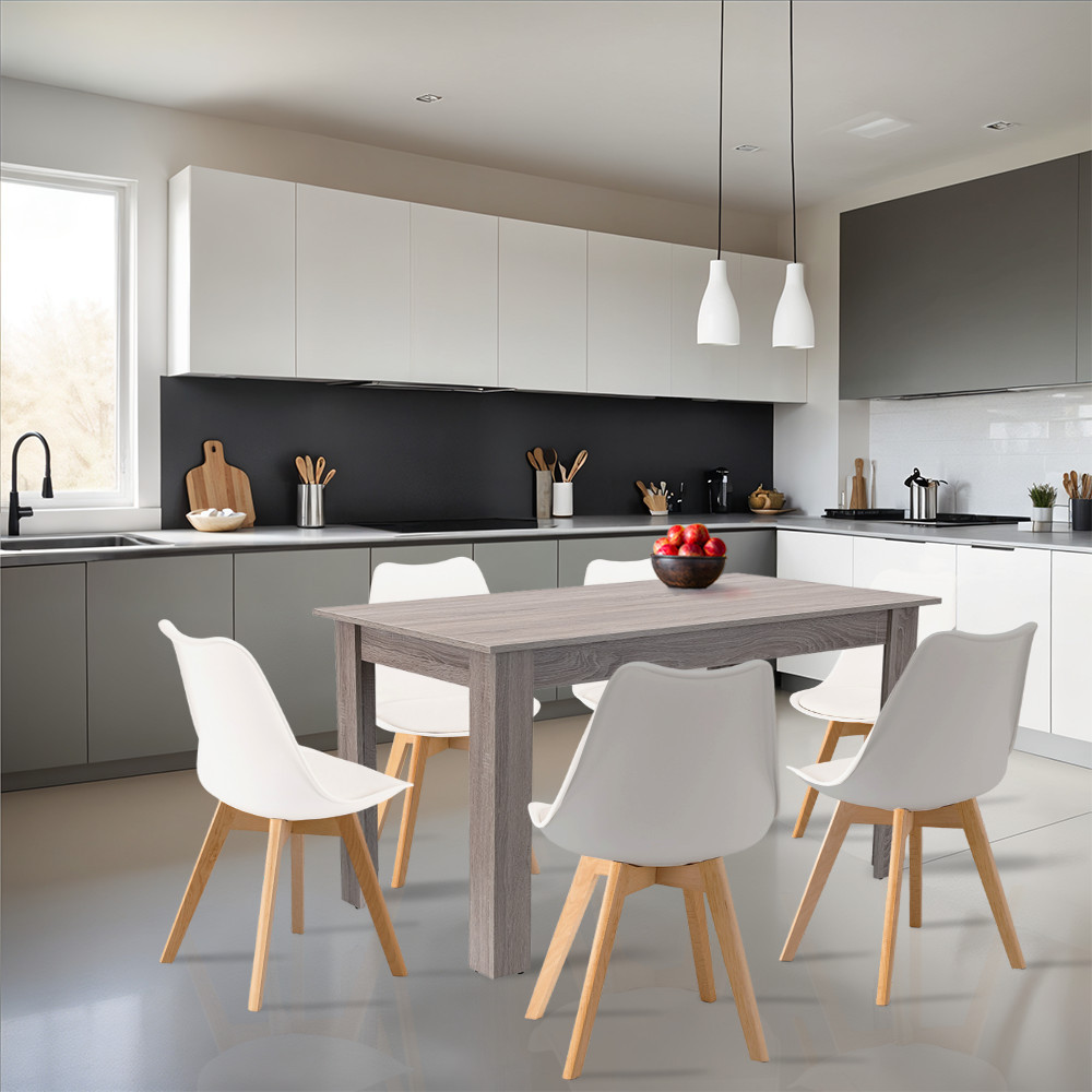 Leziter Set de masă Zara 6 1 alb-stejar York Mobalis Homvera