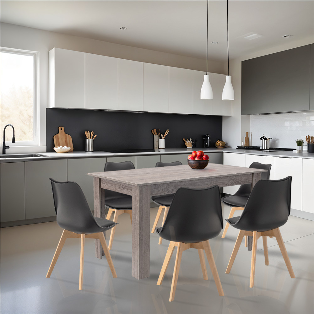 Leziter Set de masă Zara 6 1 stejar negru-York Mobalis Homvera